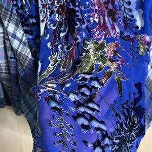 Soft Surroundings plaid front button down with contrast back. Large